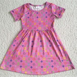 Louie Pink Multicolor Girls Dress 3T